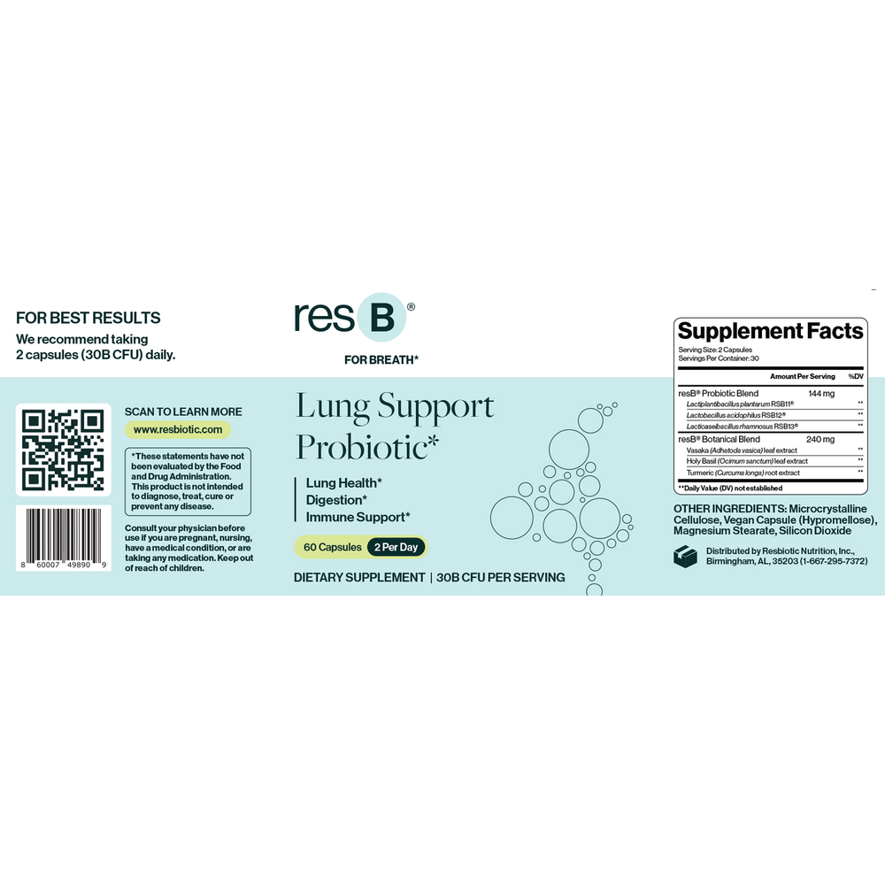 PRO resB Lung Support Probiotic 2-Pack of 60 Capsules Emerson Ecologics