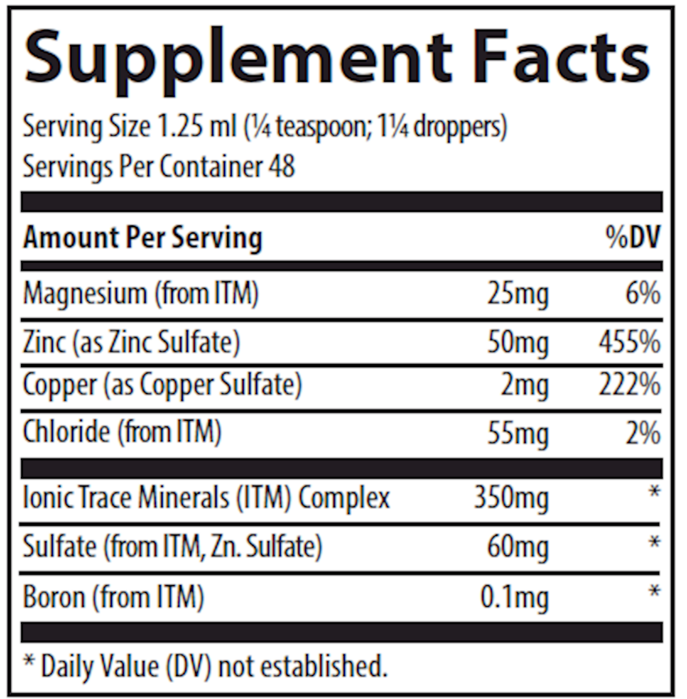 Liquid Ionic Zinc 50mg AIM Center for Personalized Medicine
