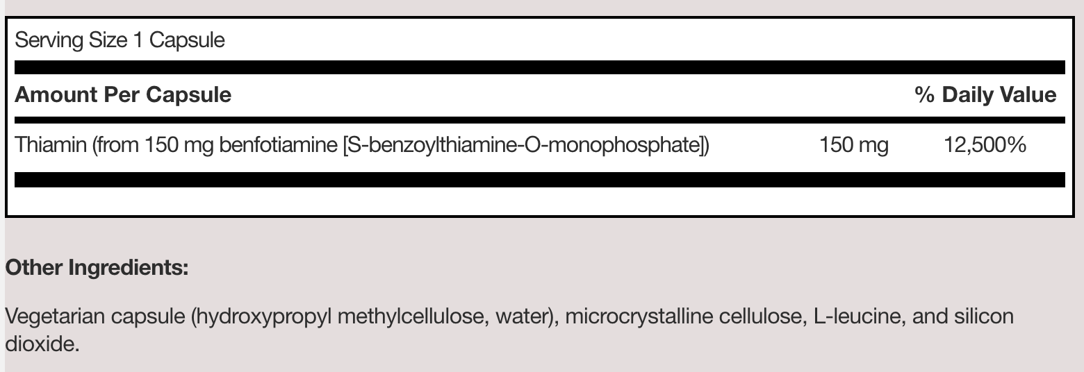 SFI Benfotiamine Klaire Labs