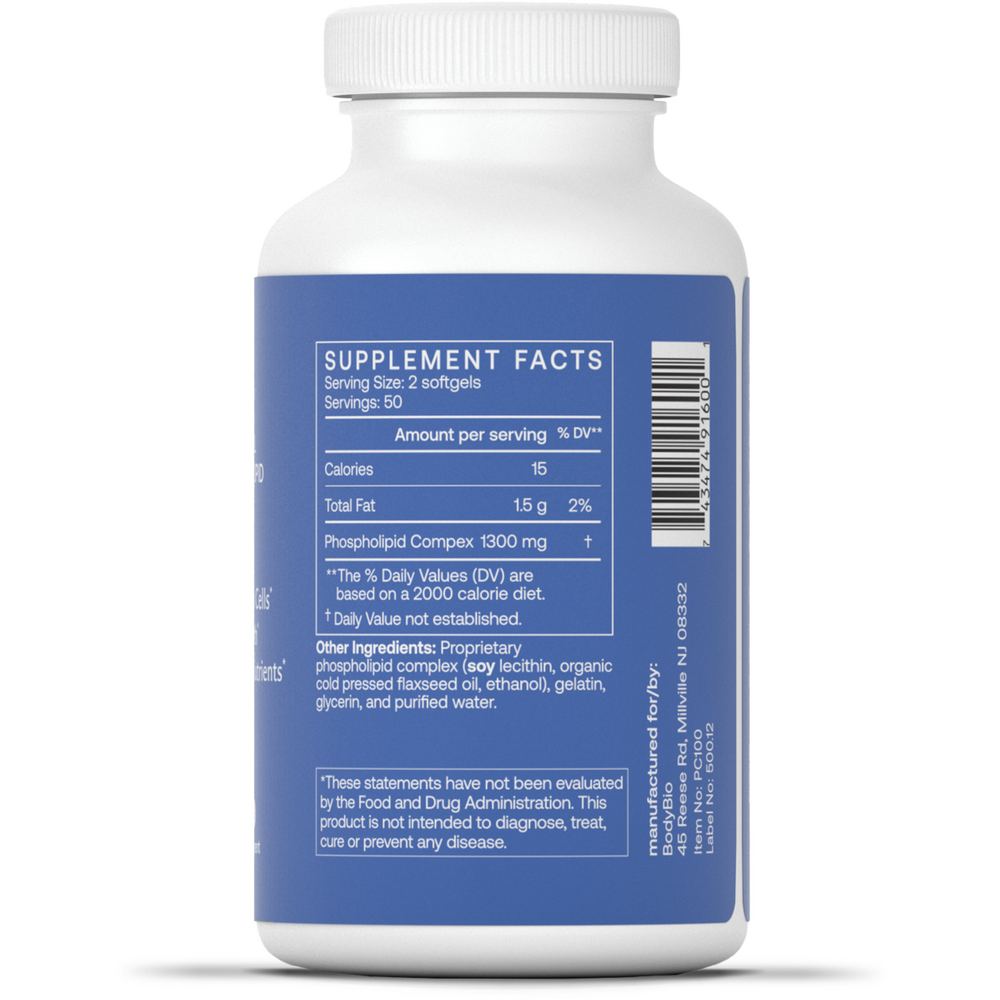 BodyBio Phosphatidylcholine PC (100 caps) Emerson Ecologics