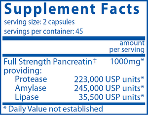 Pancreatic Enzymes 1000mg (90 caps)