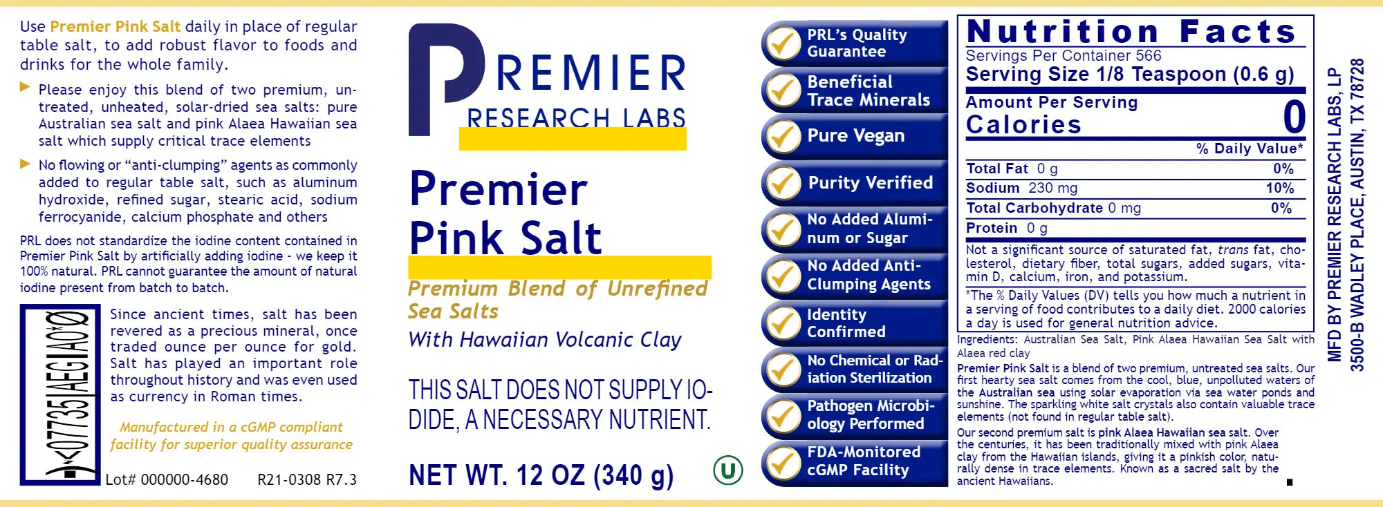Pink Salt Premier Salt Blend 12 oz Emerson Ecologics